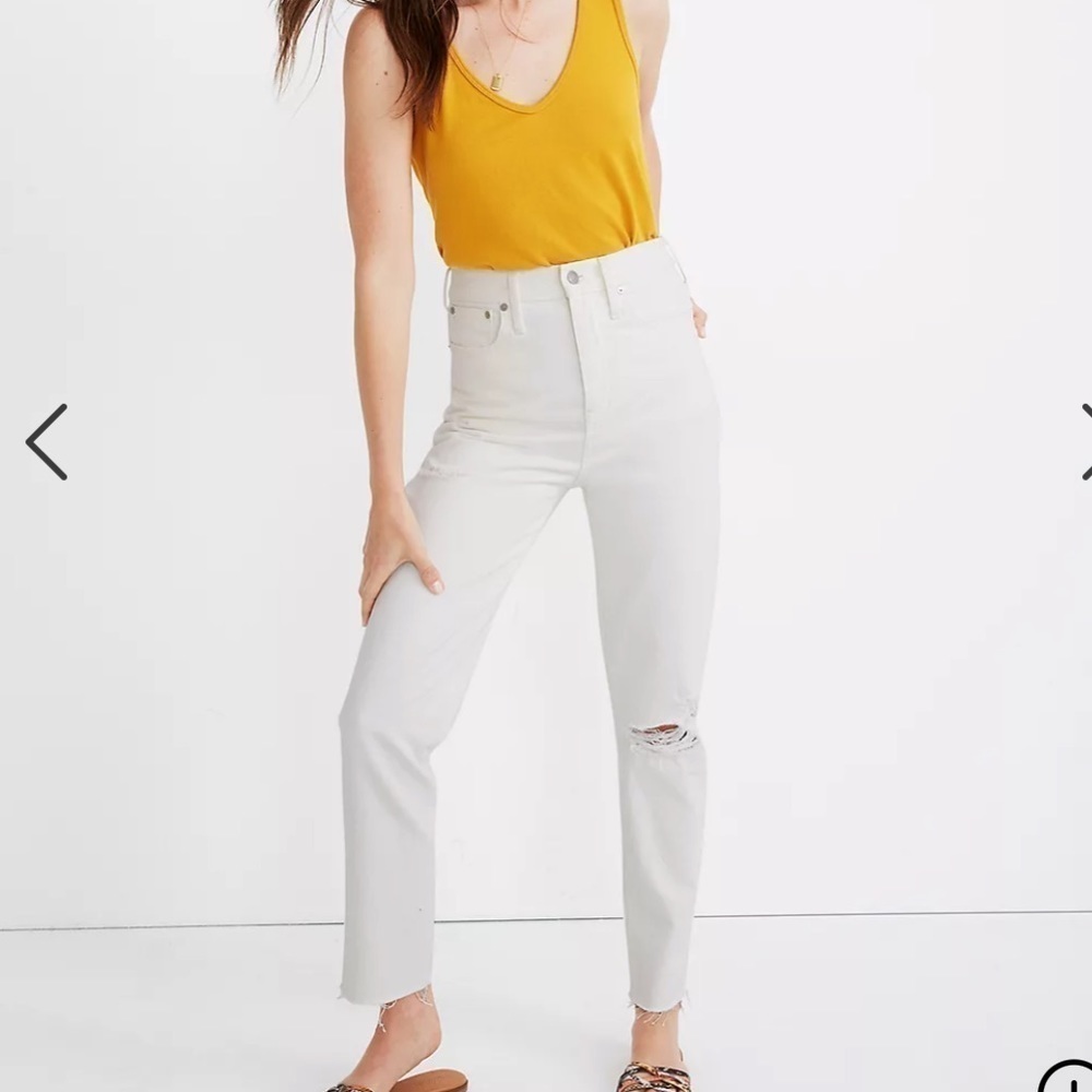 Madewell The Tall MomjeanTile White Ripped Edition